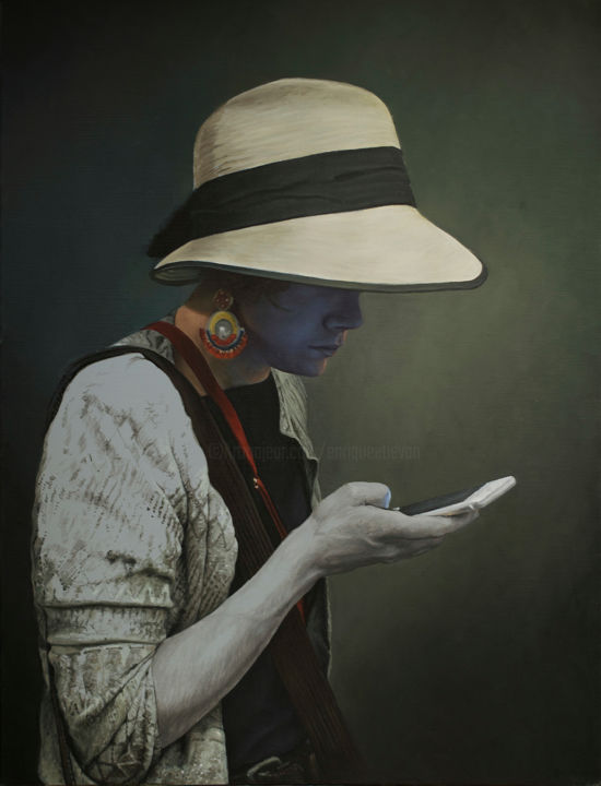 Painting titled "Message cachè. O" by Enrique Etievan, Original Artwork, Oil