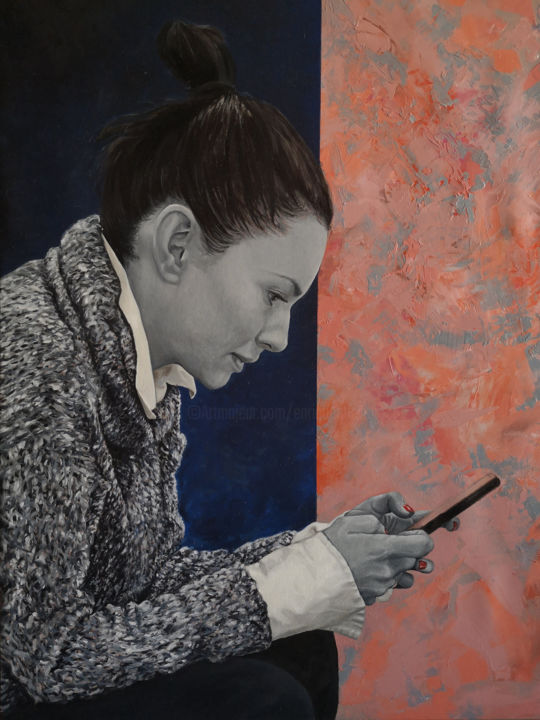 Peinture intitulée "Pensamientos profun…" par Enrique Etievan, Œuvre d'art originale, Huile