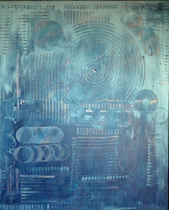 Pintura titulada "analog blue" por Emarmar, Obra de arte original, Acrílico