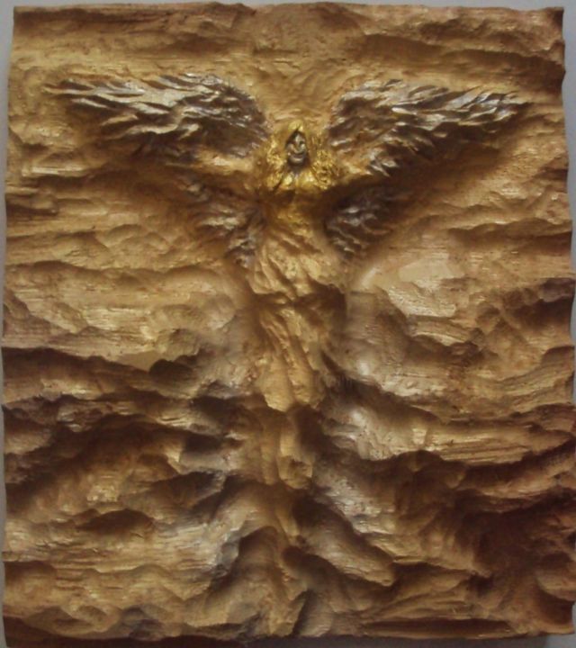 Sculpture titled "Wooden wall art - w…" by Ton Dias, Original Artwork, Wood