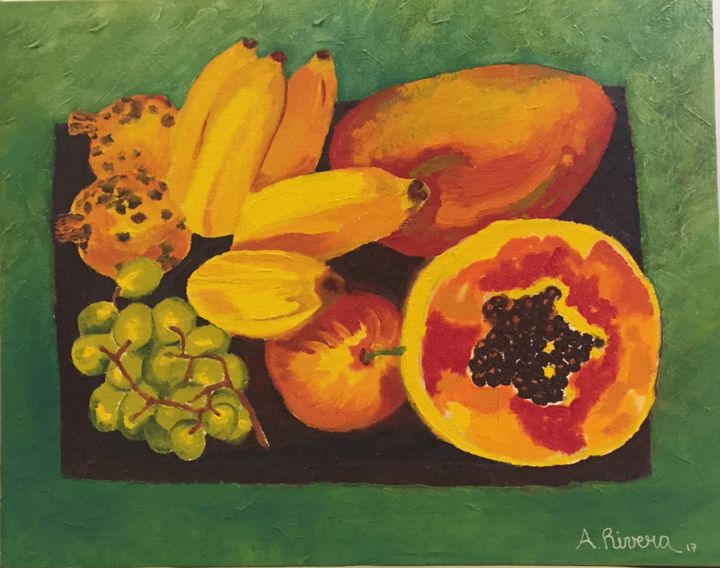 Peinture intitulée "frutas.jpg" par Alfonso Rivera, Œuvre d'art originale, Huile