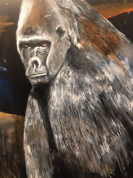 PartRenoAndTheApeAcrylicPaintingO, Pintura por Enzo Nico Artmajeur