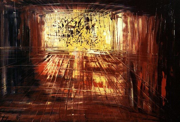 Painting titled "Garage" by Enzo Nico, Original Artwork, Oil