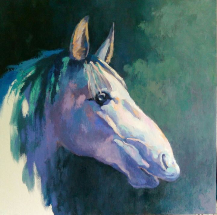 Painting titled "Cabeza de caballo,…" by Maerlo, Original Artwork, Oil