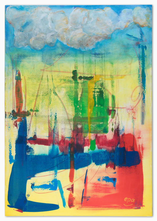Malerei mit dem Titel "Wolkenabstraktion" von Eckhard Pawlowski, Original-Kunstwerk, Acryl
