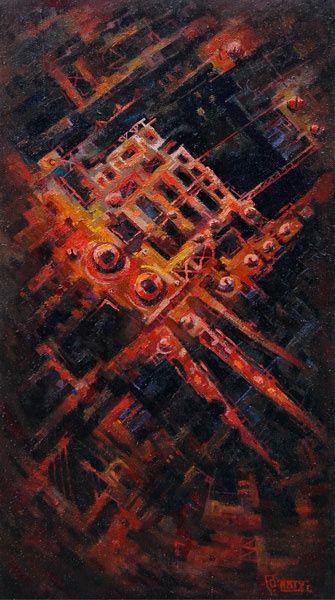 Картина под названием "Ritual of rusty iron" - Epimitreus, Подлинное произведение искусства, Масло