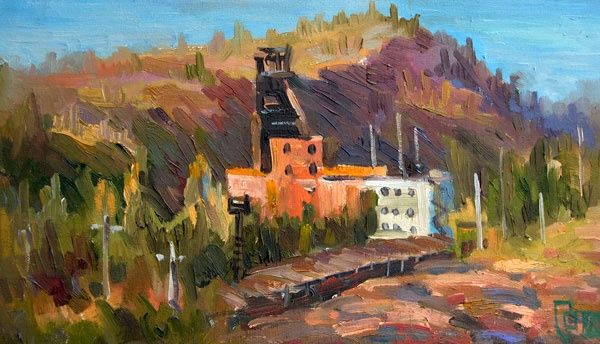 Painting titled "The Old Mine" by Epimitreus, Original Artwork, Oil