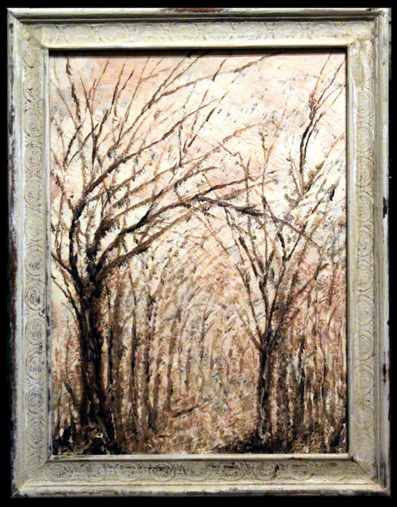 Pittura intitolato "alberi viale" da Poli, Opera d'arte originale