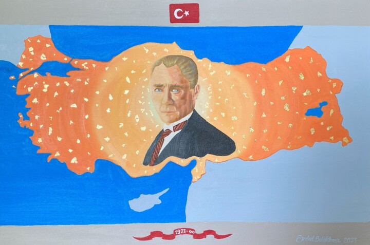 Pintura intitulada "Cumhuriyet Yüz Yaşı…" por Erdal Bölükbaşı, Obras de arte originais, Óleo