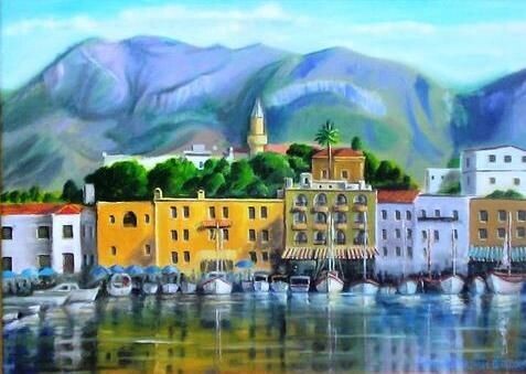 "Girne Limanı" başlıklı Tablo Erdal Bölükbaşı tarafından, Orijinal sanat, Petrol