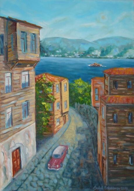 Painting titled "Boğaz'da Bir Sokak…" by Erdal Bölükbaşı, Original Artwork