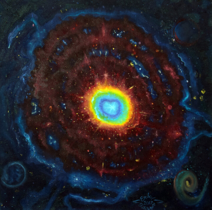 Painting titled "A Nebula" by Erdal Bölükbaşı, Original Artwork, Oil