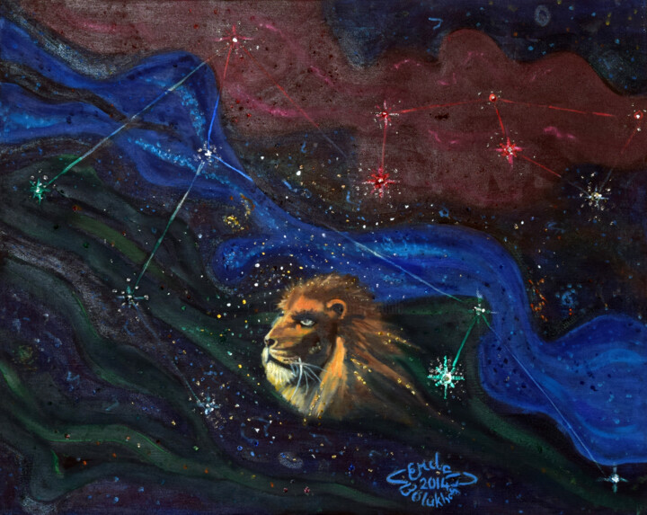 Painting titled "Leo" by Erdal Bölükbaşı, Original Artwork, Oil