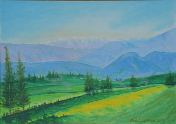 Malerei mit dem Titel "Albania Mountains" von Erdal Bölükbaşı, Original-Kunstwerk, Öl
