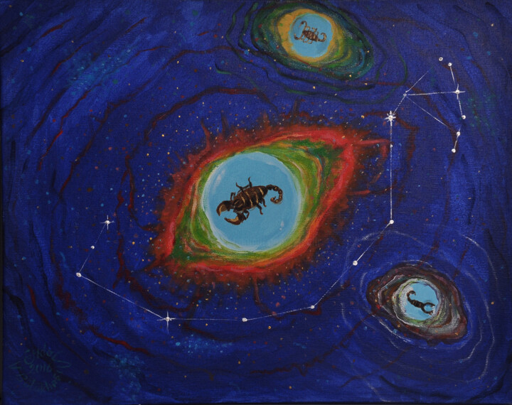 Painting titled "Scorpion Constellat…" by Erdal Bölükbaşı, Original Artwork, Acrylic