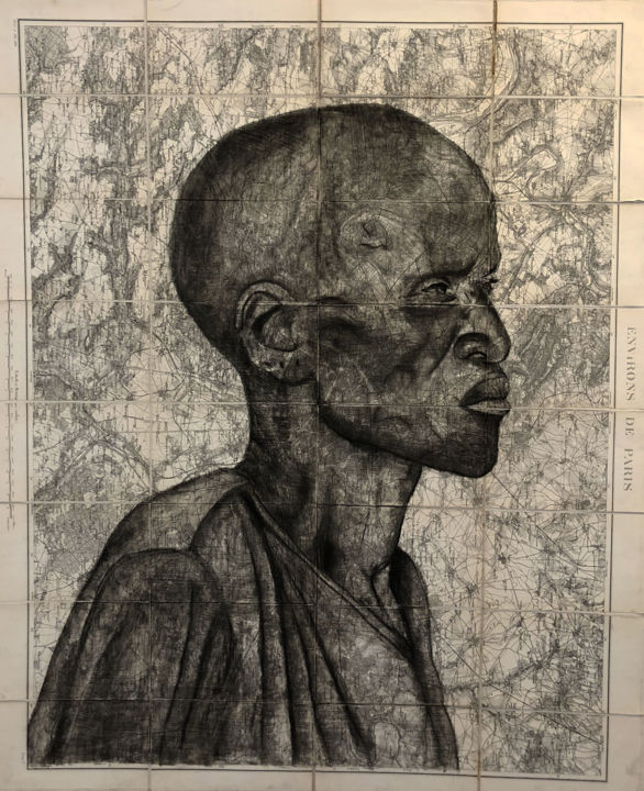 Disegno intitolato "Regard vers l'est" da Erdna Andre, Opera d'arte originale, Pastello