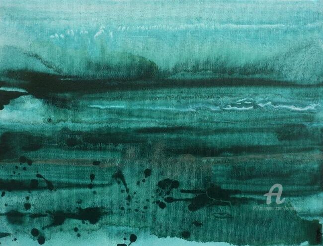 Schilderij getiteld "aqua Study 1" door Erealpha, Origineel Kunstwerk, Acryl Gemonteerd op Frame voor houten brancard