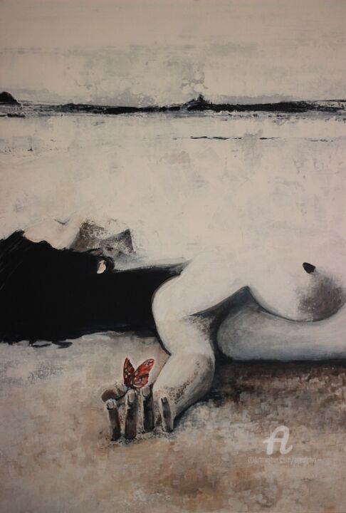 Peinture intitulée "une mort" par Erealpha, Œuvre d'art originale, Acrylique