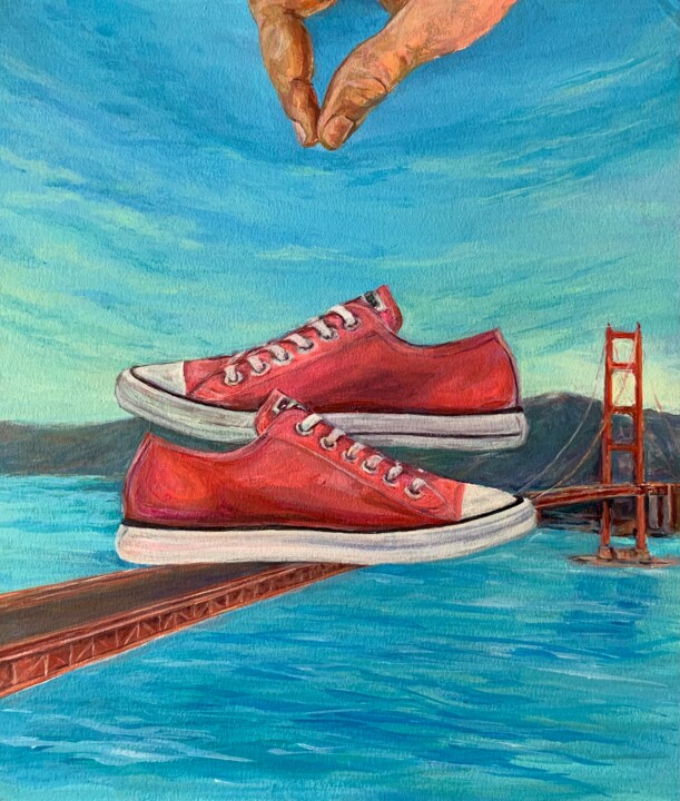 Dessin intitulée "Walk to San Fran" par Sergey Eremin, Œuvre d'art originale, Acrylique