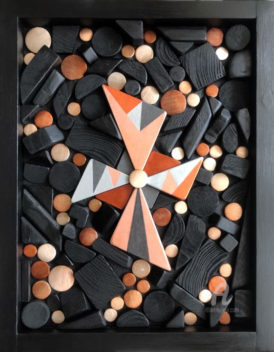 「Vortex geometry - C…」というタイトルの彫刻 Mimi Eresによって, オリジナルのアートワーク, ウッド