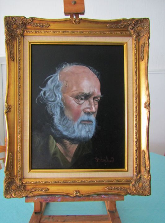 Painting titled "vieille homme" by Eric Blanchard, Original Artwork, Oil