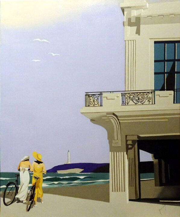 Painting titled "Biarritz, le casino" by Eric Bourdon, Original Artwork, Oil