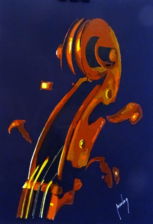 Painting titled "violoncelle" by Eric Bourdon, Original Artwork, Oil