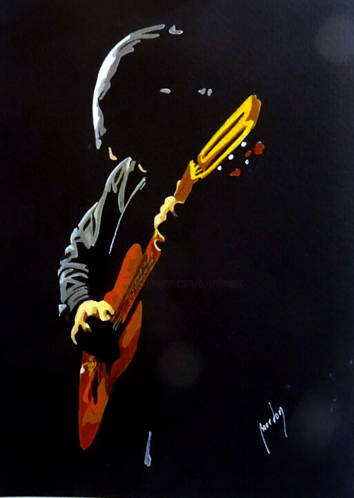 Painting titled "guitare 1" by Eric Bourdon, Original Artwork, Acrylic