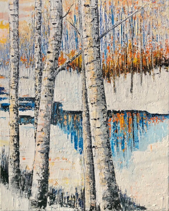 Peinture intitulée "La rivière gelée" par Eric Bourse, Œuvre d'art originale, Acrylique