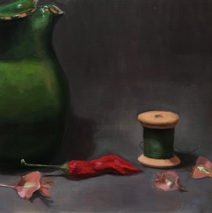 Pintura intitulada "Nature morte à la b…" por Eric Cardonnel, Obras de arte originais, Óleo