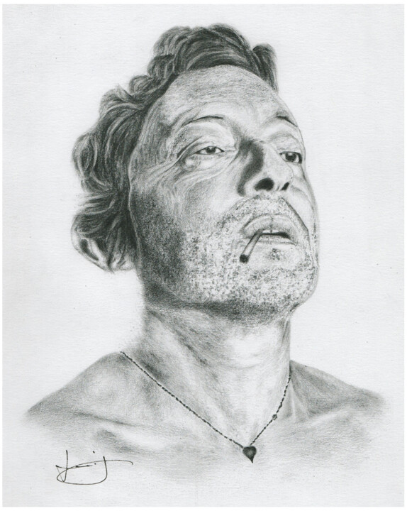 Drawing titled "Dessin de portrait…" by Eric Chapon, Original Artwork, Graphite