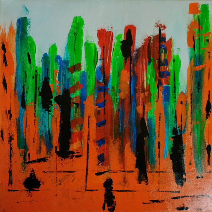Painting titled "Deep forest" by Eric Daude, Original Artwork, Acrylic Mounted on Wood Stretcher frame