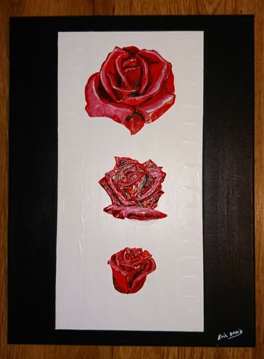 Schilderij getiteld "Naissance d'une rose" door Éric David, Origineel Kunstwerk, Acryl