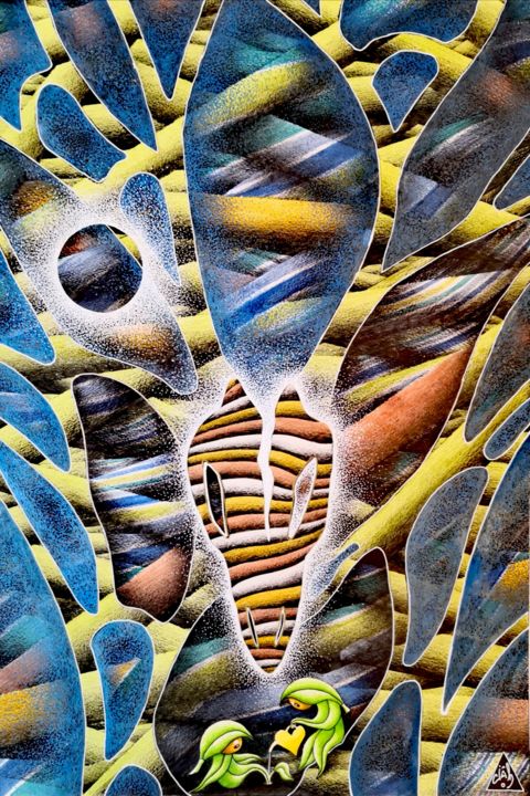 Drawing titled "Lovecatcher" by Eric Gaquère Jâho, Original Art, Ink