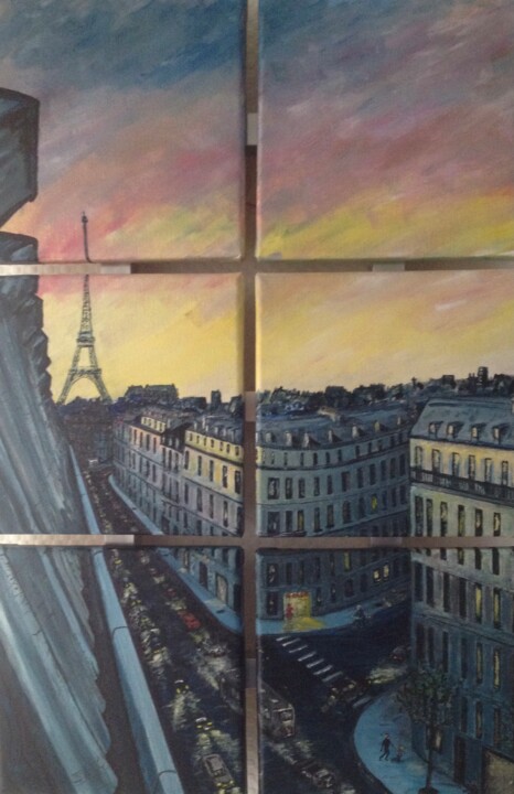 Pintura titulada "Paris Paris" por Eric Garnier, Obra de arte original, Acrílico Montado en Bastidor de camilla de madera
