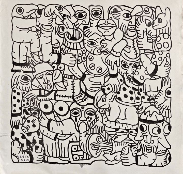 Drawing titled "Looking Around." by Eric G. Weets, Original Artwork, Ink