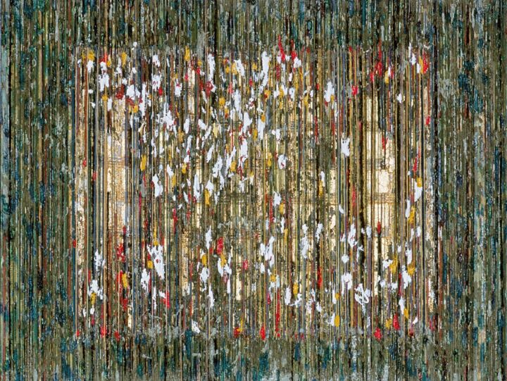Schilderij getiteld "Old Trellis Fence" door Eric Goldstein, Origineel Kunstwerk, Acryl