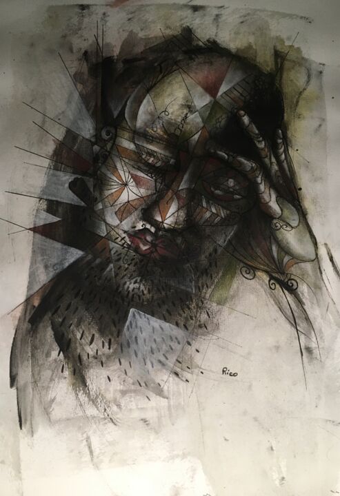 Painting titled "Automaticportrait -…" by Eric Leroy (Rico), Original Artwork, Pastel