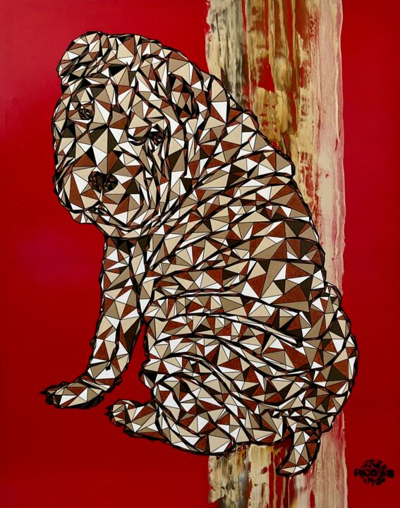 Painting titled "Shar-pei - art cont…" by Eric Leroy (Rico), Original Artwork, Acrylic Mounted on Wood Stretcher frame