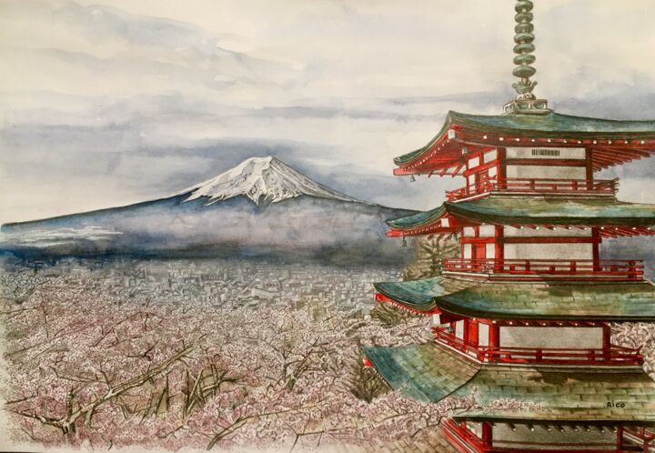 Drawing titled "Japon" by Eric Leroy (Rico), Original Artwork, Graphite
