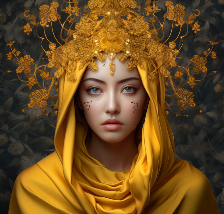 Digital Arts titled "#2 - Golden Woman" by Eric Lespinasse, Original Artwork, Digital Photography Mounted on Aluminium