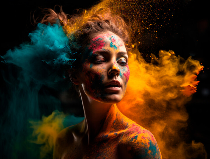 Photography titled "#1 - Holi" by Eric Lespinasse, Original Artwork, Digital Photography Mounted on Aluminium