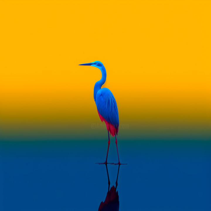 Fotografia intitolato "#5 - Colorful heron" da Eric Lespinasse, Opera d'arte originale, Fotografia digitale Montato su Allum…