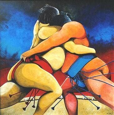 Painting titled "Sumo" by Eric Massart, Original Artwork