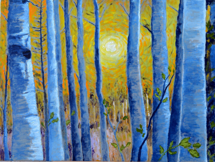 Peinture intitulée "October Sky" par Eric Matranga, Œuvre d'art originale, Huile Monté sur Châssis en bois