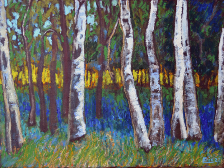 Pittura intitolato "Forest Edge" da Eric Matranga, Opera d'arte originale, Olio Montato su Telaio per barella in legno
