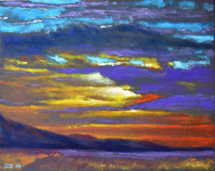 Malerei mit dem Titel "Mojave Sunrise" von Eric Matranga, Original-Kunstwerk, Öl Auf Keilrahmen aus Holz montiert