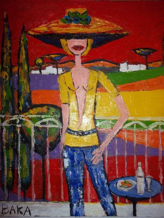 Pintura titulada "la dame de millau" por Baka Artiste Peintre Figuratif Expréssio, Obra de arte original, Oleo Montado en Ba…