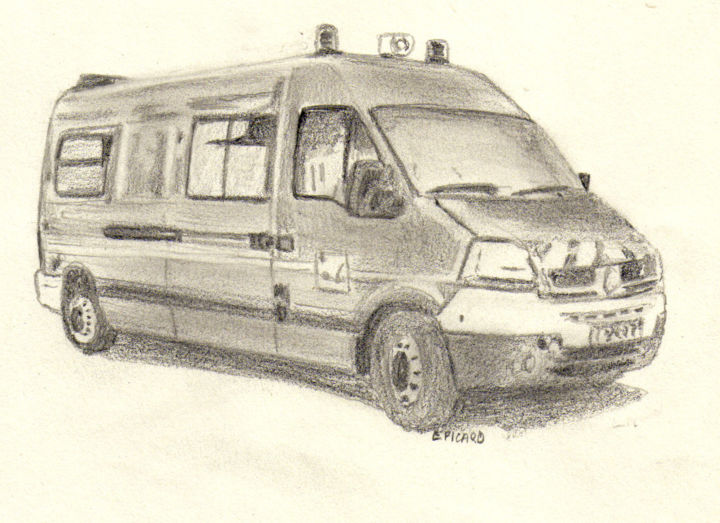 绘画 标题为“vehicule-de-pompier…” 由Eric Picard, 原创艺术品