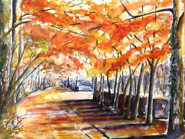 Peinture intitulée "automne" par Eric Pichon, Œuvre d'art originale